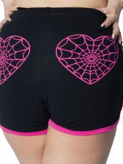 Kreepsville666 KREEPSVILLE 666 Web Heart Pink Womens Running Shorts