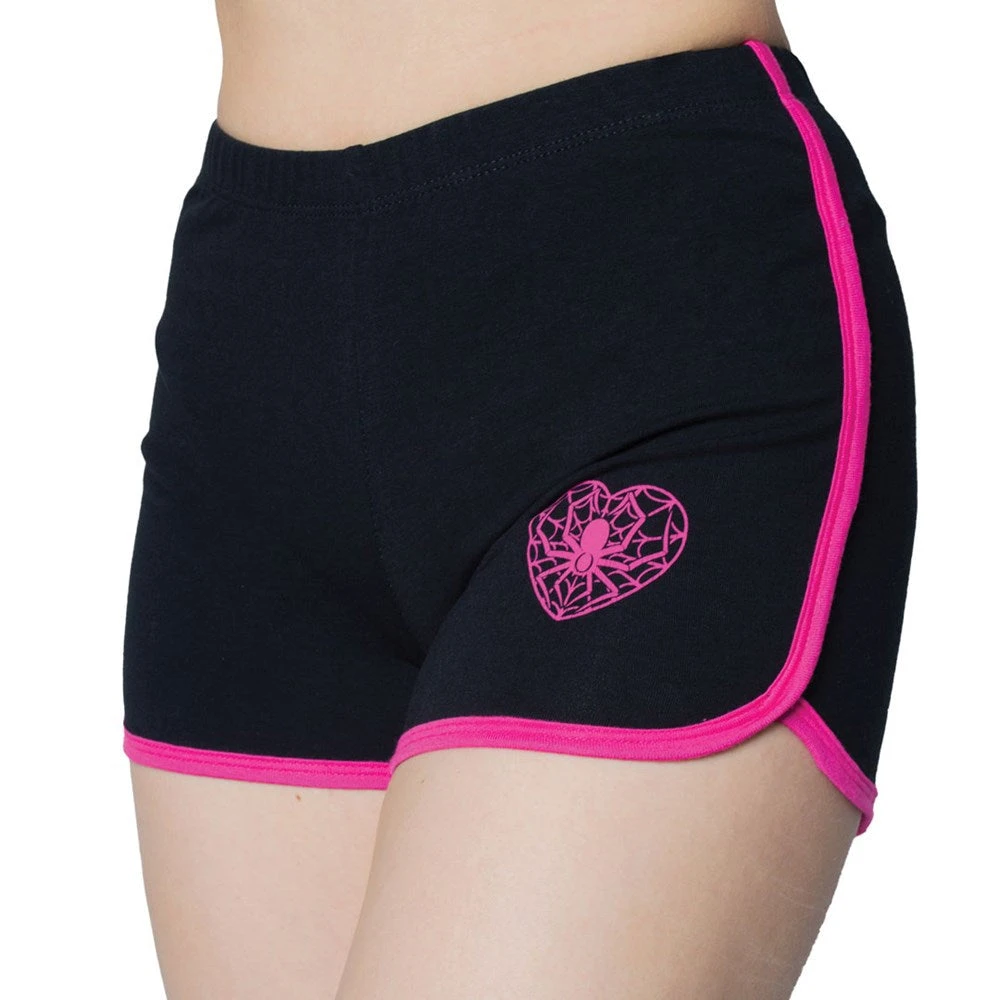 Kreepsville666 KREEPSVILLE 666 Web Heart Pink Womens Running Shorts 2 Kreepsville666 KREEPSVILLE 666 Web Heart Pink Womens Running Shorts