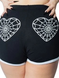 Kreepsville666 Web Heart White Womens Running Shorts KREEPSVILLE 666