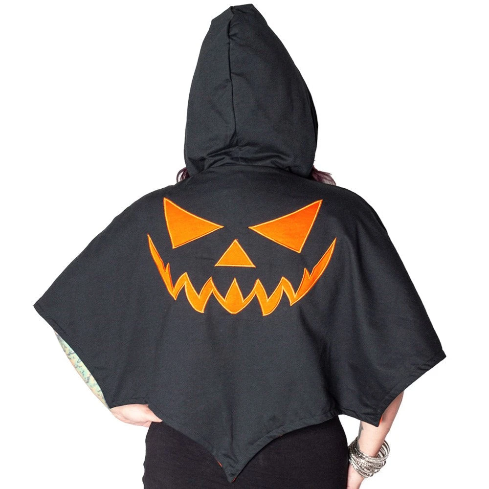 Kreepsville666 KREEPSVILLE 666 Reversible Trick Or Treat Pumpkin Shoulder Cape 3 Kreepsville666 KREEPSVILLE 666 Reversible Trick Or Treat Pumpkin Shoulder Cape