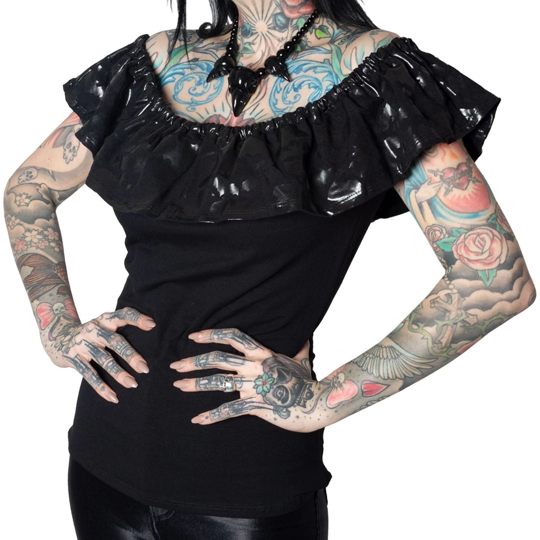 Kreepsville666 Ruffle Top Bat Black 1 Kreepsville666 Ruffle Top Bat Black