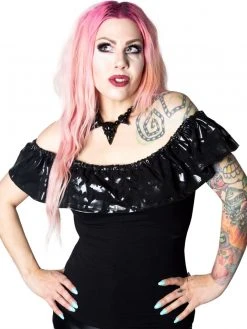 Kreepsville666 Ruffle Top Bat Black