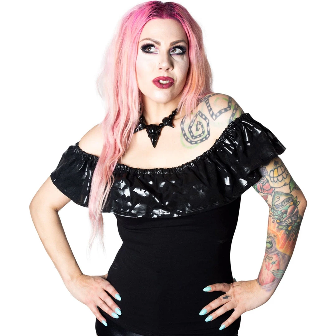 Kreepsville666 Ruffle Top Bat Black 2 Kreepsville666 Ruffle Top Bat Black