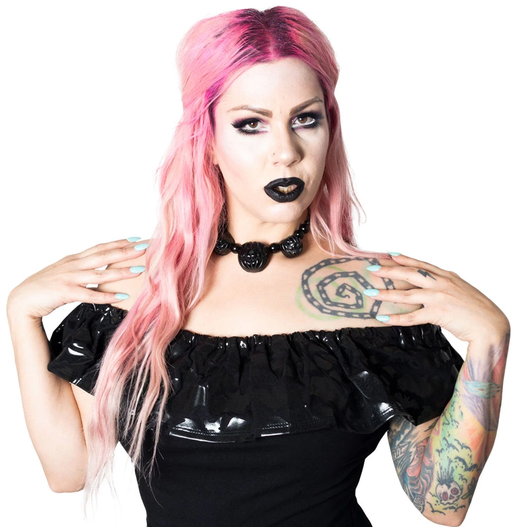 Kreepsville666 Ruffle Top Bat Black 3 Kreepsville666 Ruffle Top Bat Black