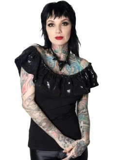 Kreepsville666 Ruffle Top Bat Black 7 Kreepsville666 Ruffle Top Bat Black