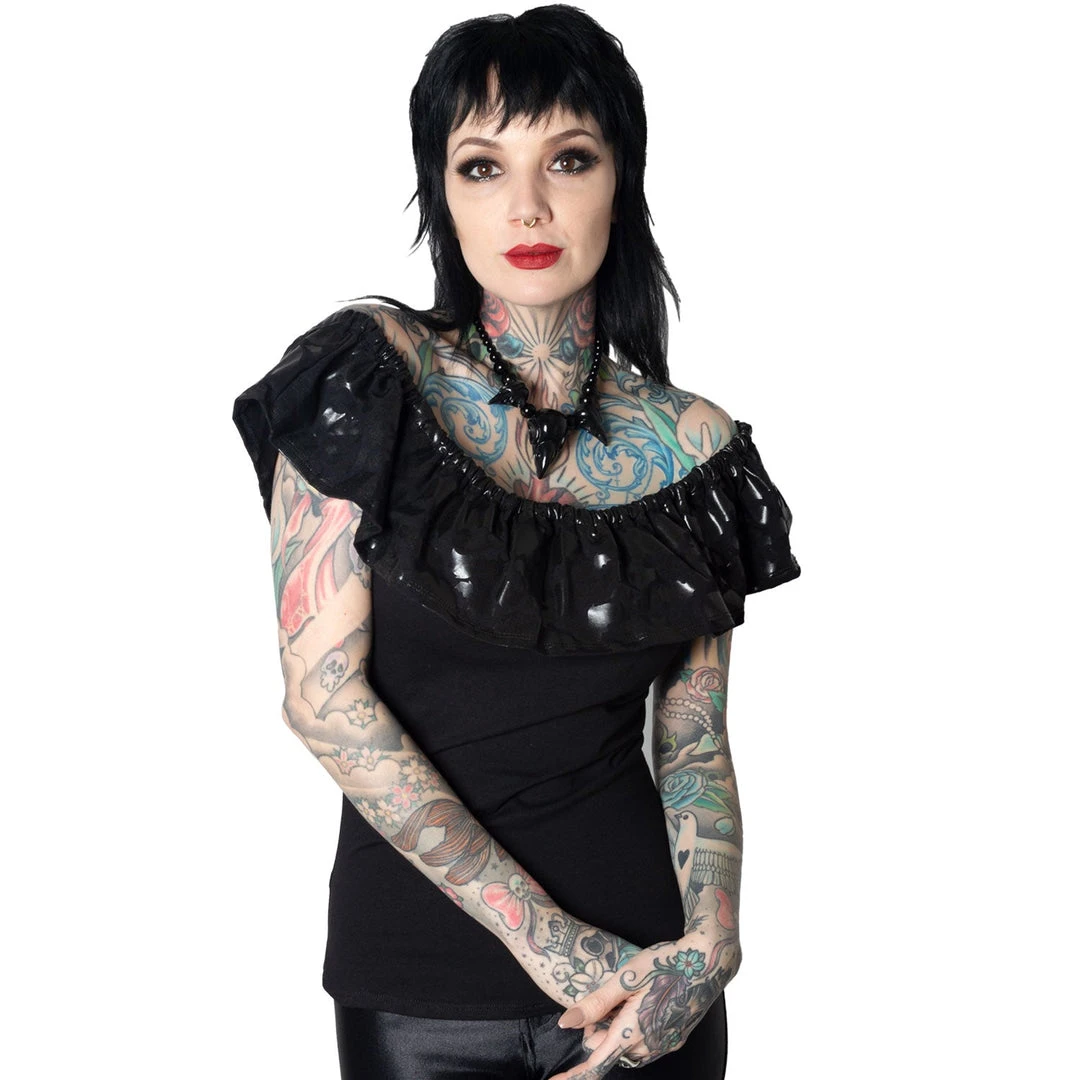 Kreepsville666 Ruffle Top Bat Black 4 Kreepsville666 Ruffle Top Bat Black