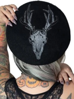 Kreepsville666 Deer Skull Black Beret