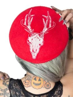 Kreepsville666 Deer Skull Red Beret KREEPSVILLE 666