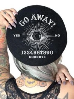Kreepsville666 Go Away Ouija Black Beret Hat