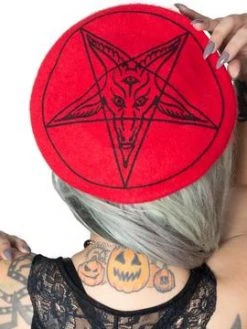 Kreepsville666 Goat Head Red Beret Hat
