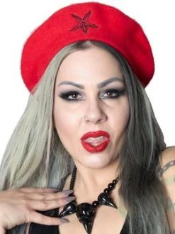 Kreepsville666 Goat Head Red Beret Hat
