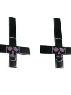 Kreepsville666 KREEPSVILLE 666 Inverted Cross Skull Hairslides Purple