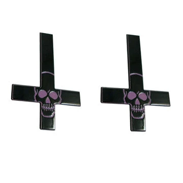 Kreepsville666 KREEPSVILLE 666 Inverted Cross Skull Hairslides Purple 1 Kreepsville666 KREEPSVILLE 666 Inverted Cross Skull Hairslides Purple