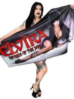 Kreepsville666 Elvira Classic Red Logo Coffin Beach Towel KREEPSVILLE 666