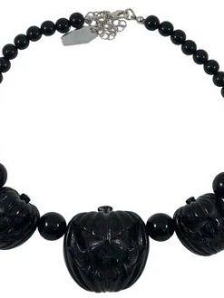 Kreepsville666 Jack O Lantern Pumpkin Necklace Black