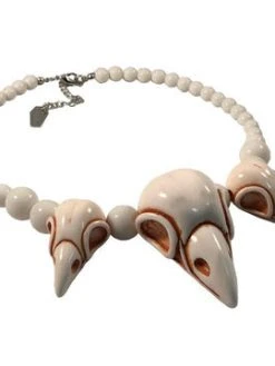 Kreepsville666 KREEPSVILLE 666 Crow Skull Collection Necklace White