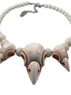 Kreepsville666 KREEPSVILLE 666 Crow Skull Collection Necklace White