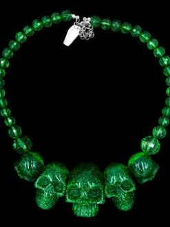 Kreepsville666 Skull Collection Necklace Green Glitter 4 Kreepsville666 Skull Collection Necklace Green Glitter