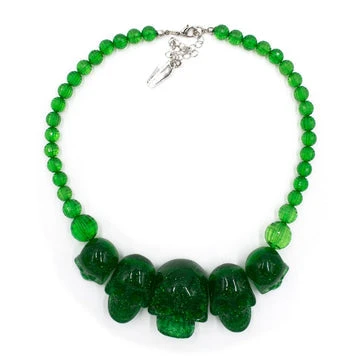 Kreepsville666 Skull Collection Necklace Green Glitter 1 Kreepsville666 Skull Collection Necklace Green Glitter