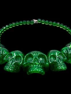 Kreepsville666 Skull Collection Necklace Green Glitter 5 Kreepsville666 Skull Collection Necklace Green Glitter