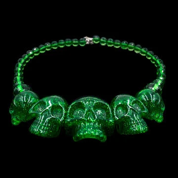 Kreepsville666 Skull Collection Necklace Green Glitter 3 Kreepsville666 Skull Collection Necklace Green Glitter