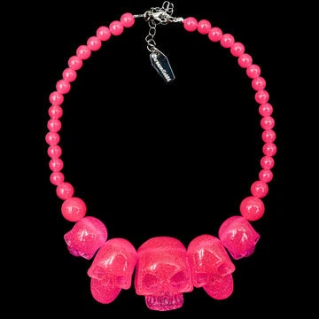 Kreepsville666 KREEPSVILLE 666 Skull Collection Necklace Pink Glitter 2 Kreepsville666 KREEPSVILLE 666 Skull Collection Necklace Pink Glitter