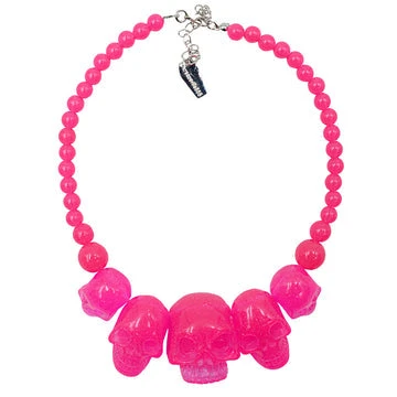 Kreepsville666 KREEPSVILLE 666 Skull Collection Necklace Pink Glitter 1 Kreepsville666 KREEPSVILLE 666 Skull Collection Necklace Pink Glitter