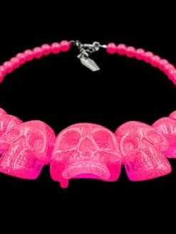 Kreepsville666 KREEPSVILLE 666 Skull Collection Necklace Pink Glitter 5 Kreepsville666 KREEPSVILLE 666 Skull Collection Necklace Pink Glitter