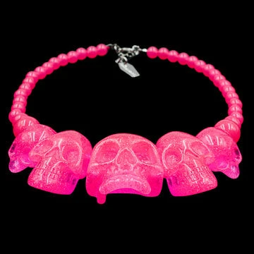 Kreepsville666 KREEPSVILLE 666 Skull Collection Necklace Pink Glitter 3 Kreepsville666 KREEPSVILLE 666 Skull Collection Necklace Pink Glitter
