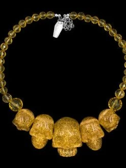 Kreepsville666 KREEPSVILLE 666 Skull Collection Necklace Gold Glitter