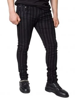 Kreepsville666 KREEPSVILLE 666 Destroyer Skinny Grey Stripe Jeans 9 Kreepsville666 KREEPSVILLE 666 Destroyer Skinny Grey Stripe Jeans