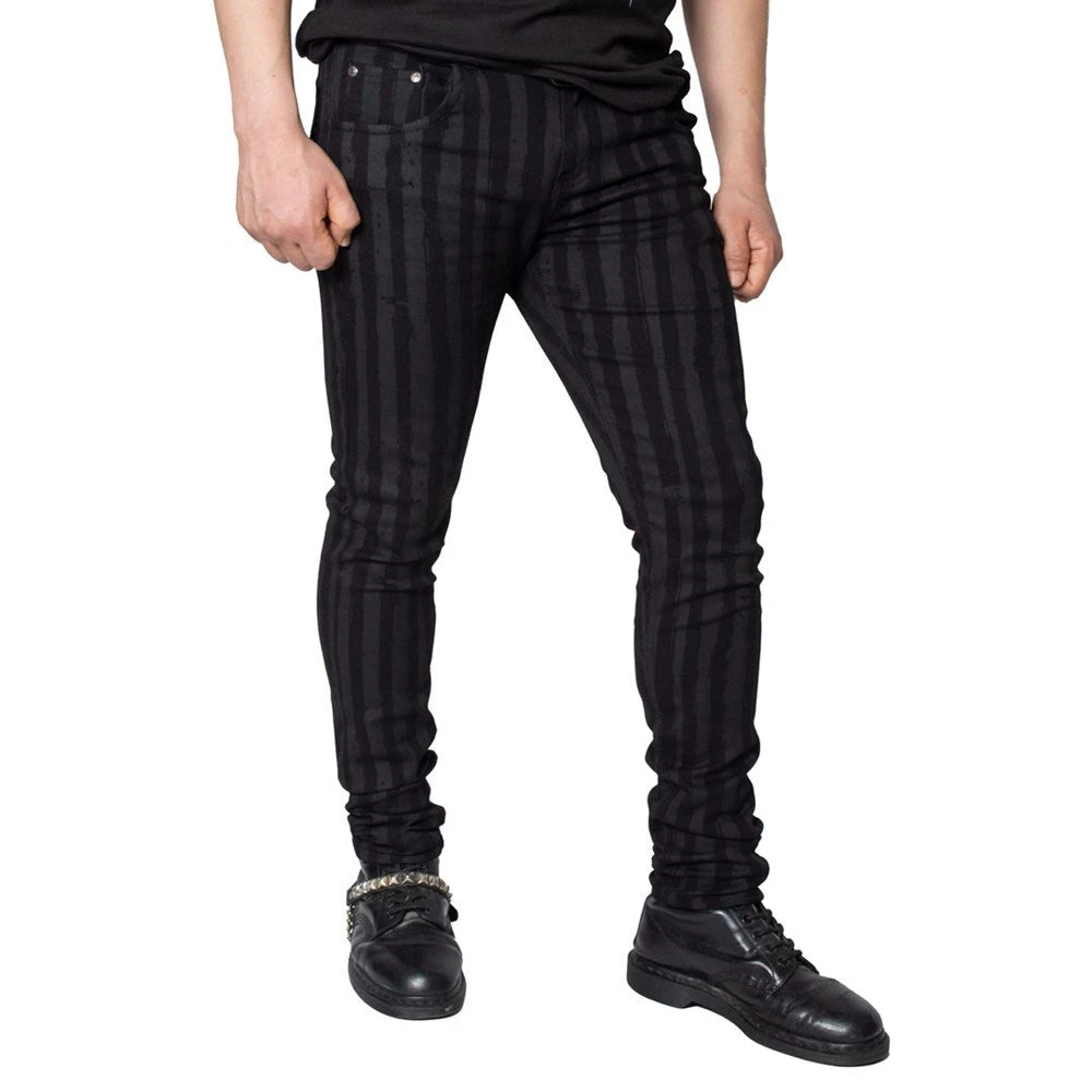 Kreepsville666 KREEPSVILLE 666 Destroyer Skinny Grey Stripe Jeans 4 Kreepsville666 KREEPSVILLE 666 Destroyer Skinny Grey Stripe Jeans