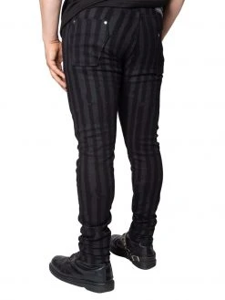 Kreepsville666 KREEPSVILLE 666 Destroyer Skinny Grey Stripe Jeans 10 Kreepsville666 KREEPSVILLE 666 Destroyer Skinny Grey Stripe Jeans