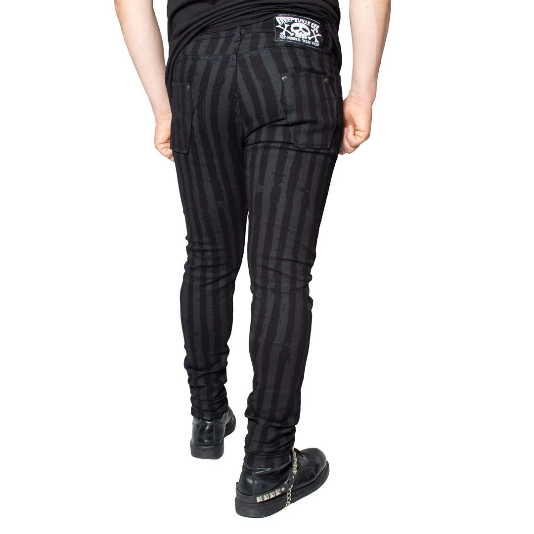 Kreepsville666 KREEPSVILLE 666 Destroyer Skinny Grey Stripe Jeans 6 Kreepsville666 KREEPSVILLE 666 Destroyer Skinny Grey Stripe Jeans