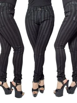 Kreepsville666 KREEPSVILLE 666 Destroyer Skinny Grey Stripe Jeans