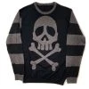 Kreepsville666 Harlock Skull Grey Striped Sweater