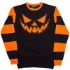 Kreepsville666 KREEPSVILLE 666 Trick Or Treat Pumpkin Striped Sweater