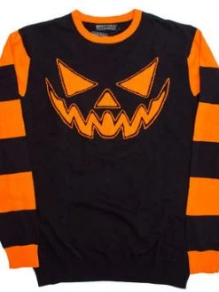 Kreepsville666 KREEPSVILLE 666 Trick Or Treat Pumpkin Striped Sweater