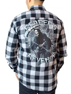 Kreepsville666 KREEPSVILLE 666 Reapers Revenge Grey Flannel Shirt