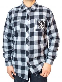 Kreepsville666 KREEPSVILLE 666 Reapers Revenge Grey Flannel Shirt