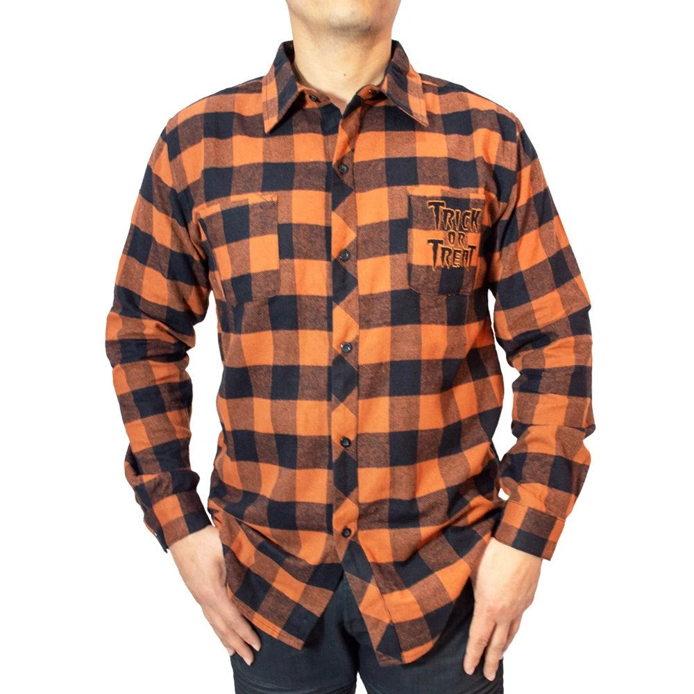 Kreepsville666 KREEPSVILLE 666 Trick Or Treat Pumpkin Orange Flannel Shirt 2 Kreepsville666 KREEPSVILLE 666 Trick Or Treat Pumpkin Orange Flannel Shirt