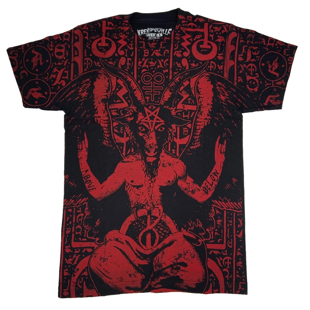 Kreepsville666 Baphomet Script Jumbo T-Shirt 1 Kreepsville666 Baphomet Script Jumbo T-Shirt