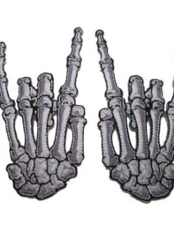 Kreepsville666 KREEPSVILLE 666 Skelli Hand Devil Bone Patch Pair White