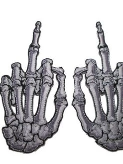 Kreepsville666 KREEPSVILLE 666 Skelli Hand Finger Bone Patch Pair White