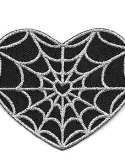 Kreepsville666 Spiderweb Heart Silver Patch KREEPSVILLE 666