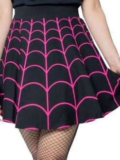 Kreepsville666 Spiderweb Pink Skater Skirt KREEPSVILLE 666