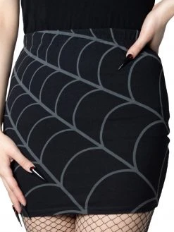 Kreepsville666 Spiderweb Mini Skirt Grey