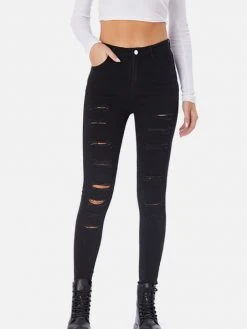 Black Tower Apparel Distressed Skinny Black Jeans