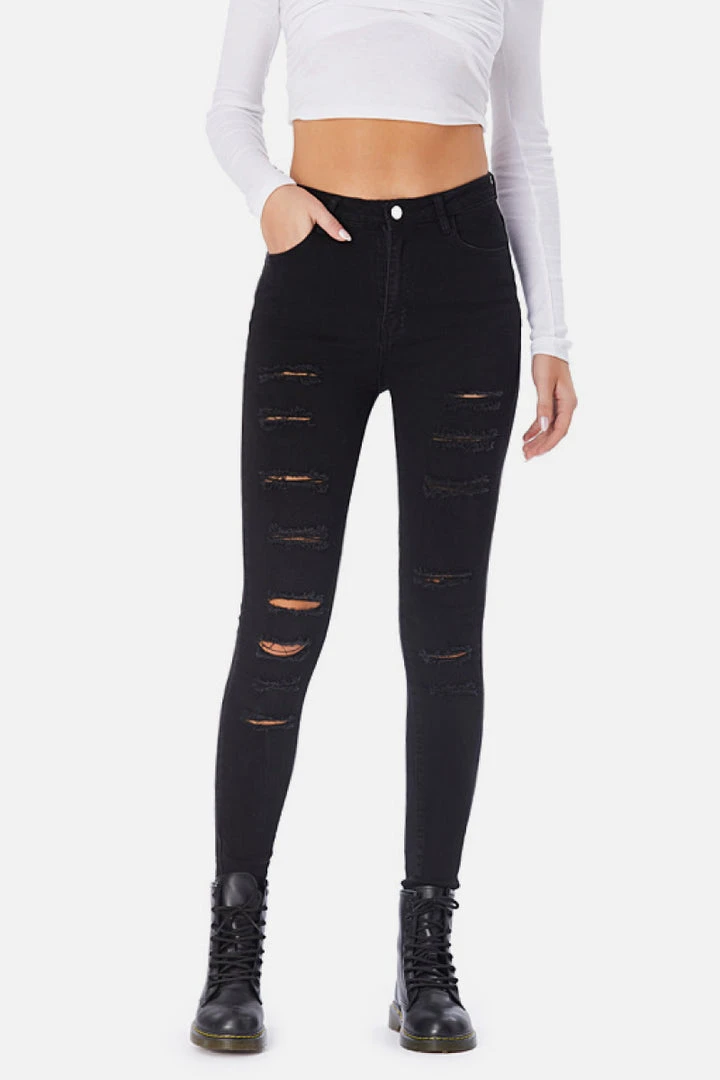 Black Tower Apparel Distressed Skinny Black Jeans 2 Black Tower Apparel Distressed Skinny Black Jeans