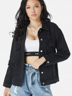 Black Tower Apparel Destroyed Back Denim Jacket